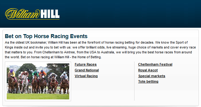 betting on horse racing at William Hill UK